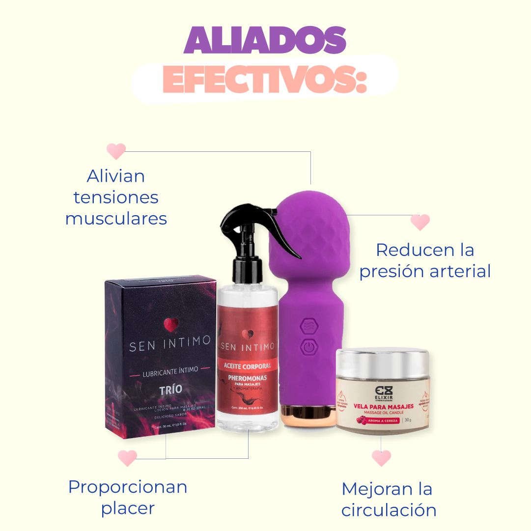 Kit de Desconexión - Masajeador, Aceite, Lubricante y Vela para Masaje