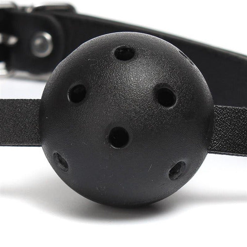 Mordaza Plástica con Cuero Negra