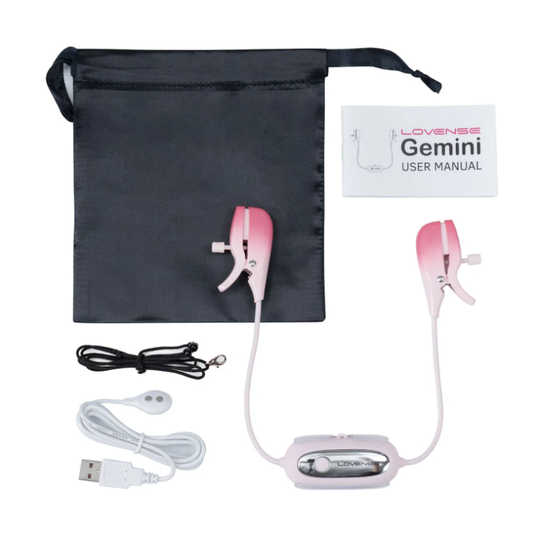 Pinzas para pezones vibratorias Gemini Lovense Rosadas