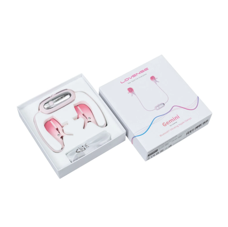 Pinzas para pezones vibratorias Gemini Lovense Rosadas