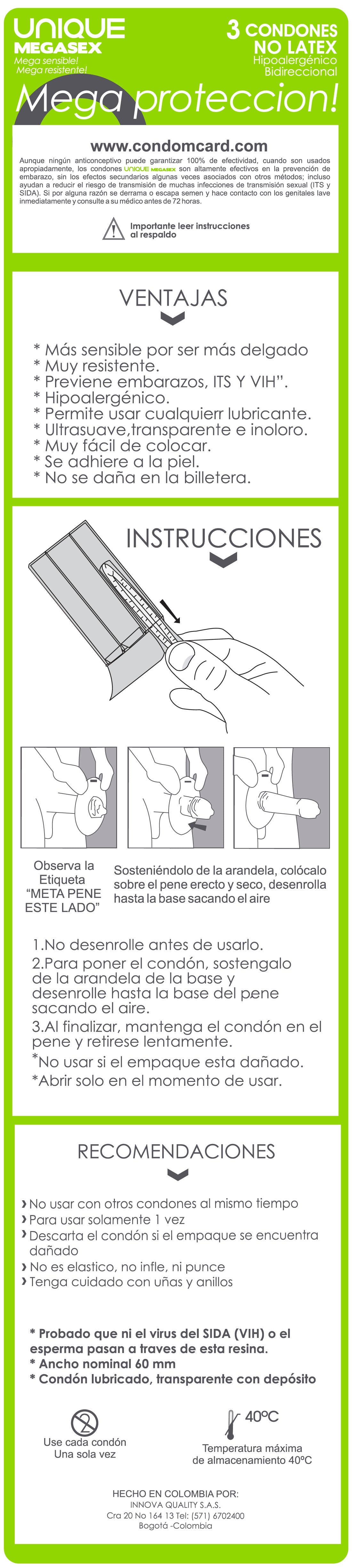 Condones Unique Mega Sex x3