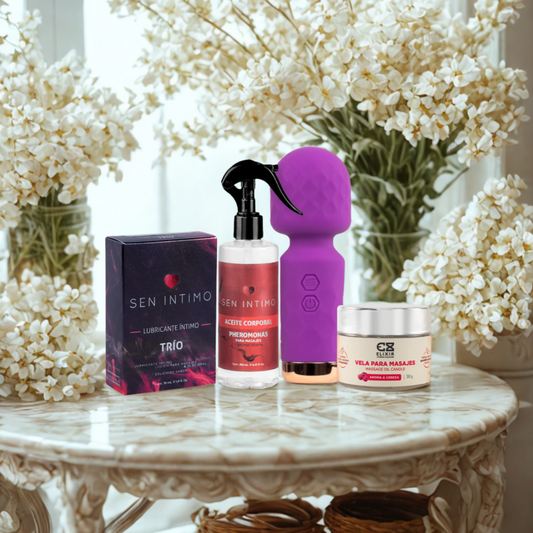 Kit de Desconexión - Masajeador, Aceite, Lubricante y Vela para Masaje